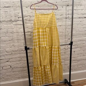 Chic Soul Yellow Gingham Maxi Dress